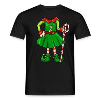 Funny Christmas elf elf girl costume T-shirt - Men's T-Shirt - black - Front - AI Model Male 178 light (178cm)