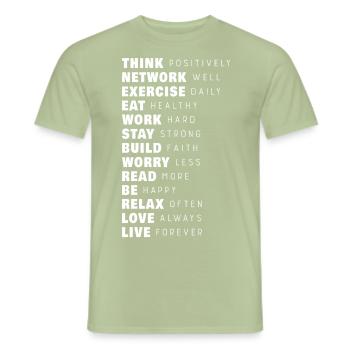 Think Positively - Men's T-Shirt - sage - Front - AI Model Male 178 light (178cm)