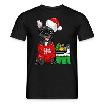 Französische Bulldogge Weihnachtsmann Frenchie - Männer T-Shirt - Schwarz - Vorne - AI Model Male 178 light (178cm)