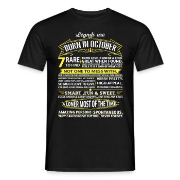 Legends Are Born In October - Men's T-Shirt - black - Front - AI Model Male 178 light (178cm)