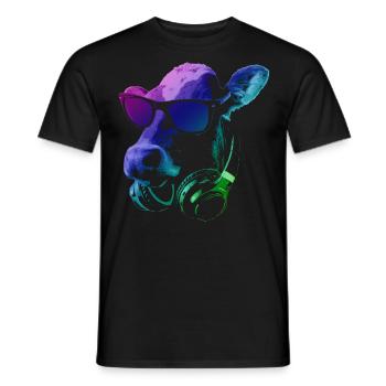 DJ COW - Men's T-Shirt - black - Front - AI Model Male 178 light (178cm)