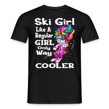 Skieur licorne ski sports d'hiver - T-shirt homme - noir - Devant - AI Model Male 178 light (178cm)