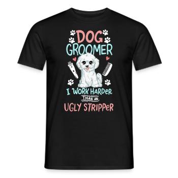 Toiletteur pour chiens Salon de chien Salon de coiffure pour chiens - T-shirt homme - noir - Devant - AI Model Male 178 light (178cm)