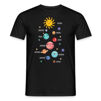 Planètes du système solaire noms astronomie allemand - T-shirt homme - noir - Devant - AI Model Male 178 light (178cm)