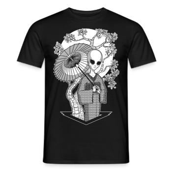 La Geisha extraterrestre - Version noire - T-shirt homme - noir - Devant - AI Model Male 178 light (178cm)