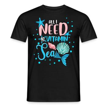Vitamin Sea Mermaid Beach Vacation - Men's T-Shirt - black - Front - AI Model Male 178 light (178cm)