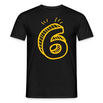6 number 6 - Men's T-Shirt - black - Front - AI Model Male 178 light (178cm)