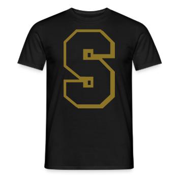 S - lettre - T-shirt homme - noir - Devant - AI Model Male 178 light (178cm)