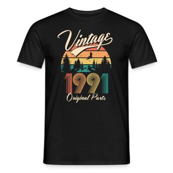 Vintage 1991 30e anniversaire cadeau de trente ans - T-shirt homme - noir - Devant - AI Model Male 178 light (178cm)