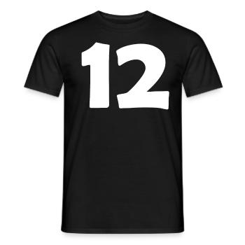 12 - Männer T-Shirt - Schwarz - Vorne - AI Model Male 178 light (178cm)