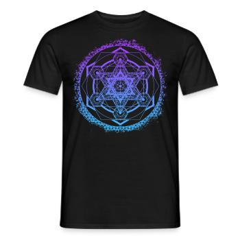 Metatron's Cube Gradient Sacred Geometry Symbol - Men's T-Shirt - black - Front - AI Model Male 178 light (178cm)
