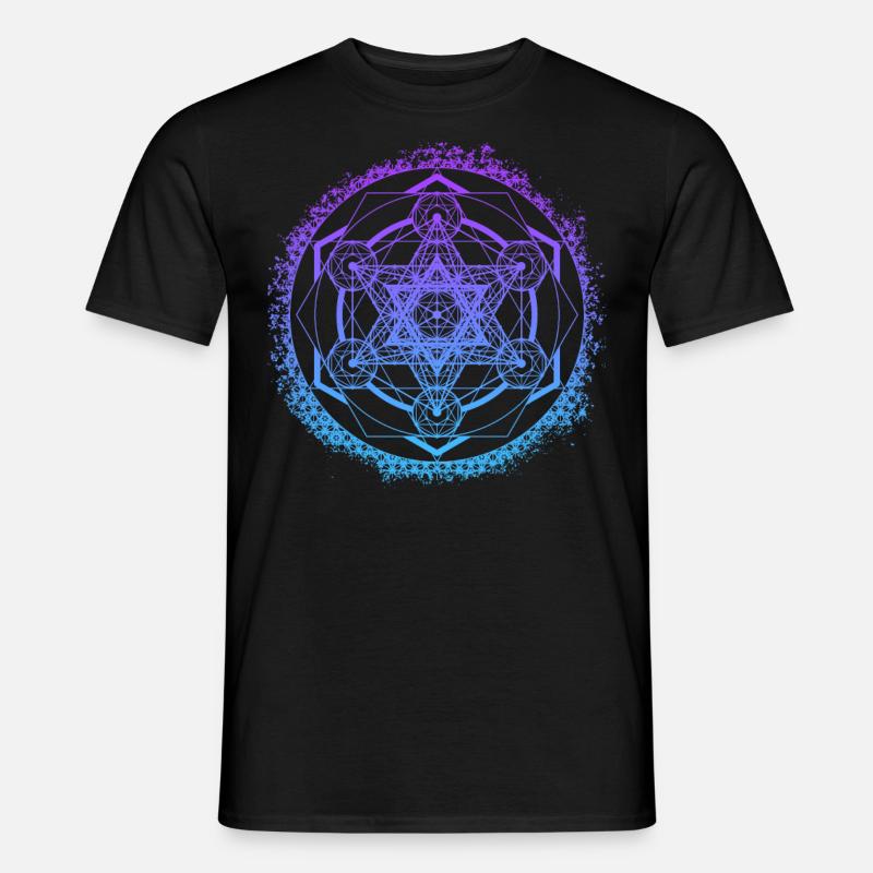 Metatron's Cube Gradient Sacred Geometry Symbol - Men’s T-shirt - black