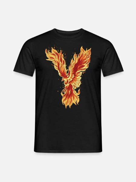 Phoenix Rising Fire Bird Mythical Artwork - Men's T-Shirt - black