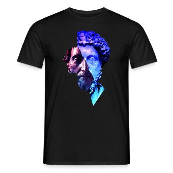 Stoicism Marcus Aurelius Purple Universe Artwork - Men's T-Shirt - black - Front - AI Model Male 178 light (178cm)