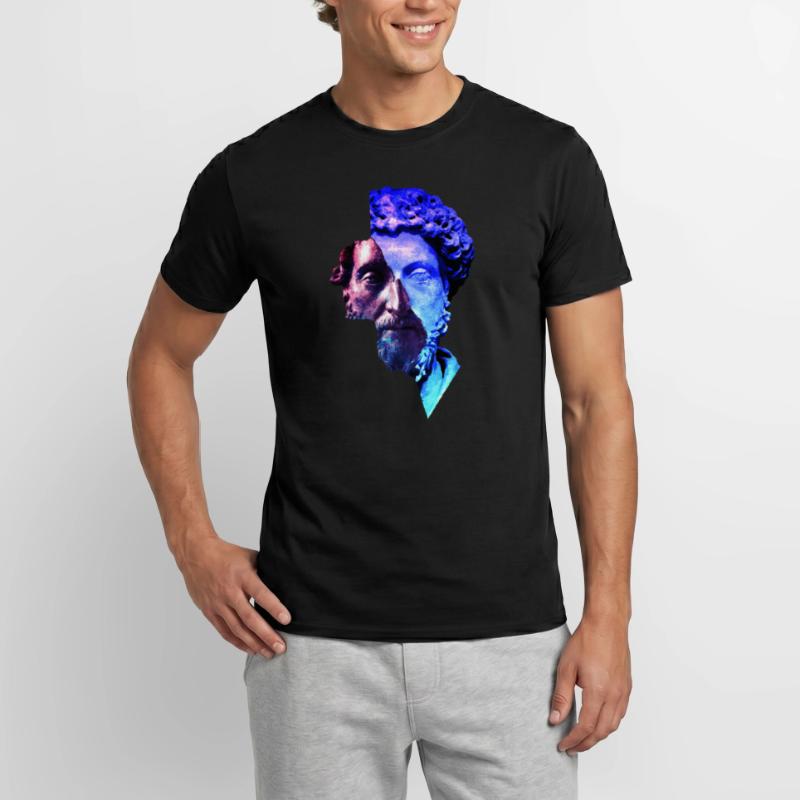 Stoikismus Marcus Aurelius Lila Universum Kunstwerk Männer T-Shirt