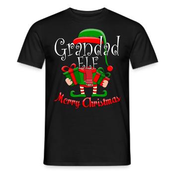 Grand-père Elf Famille Assorti cadeau de Pyjama de Noël - T-shirt homme - noir - Devant - AI Model Male 178 light (178cm)
