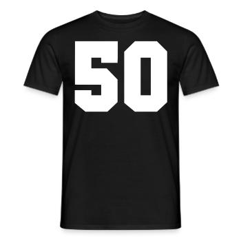 50 - numéro 50 - 50 ans - T-shirt homme - noir - Devant - AI Model Male 178 light (178cm)