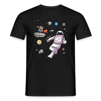 Astronaute de golf de disque dans la conception de golfeur de disque spatial - T-shirt homme - noir - Devant - AI Model Male 178 light (178cm)