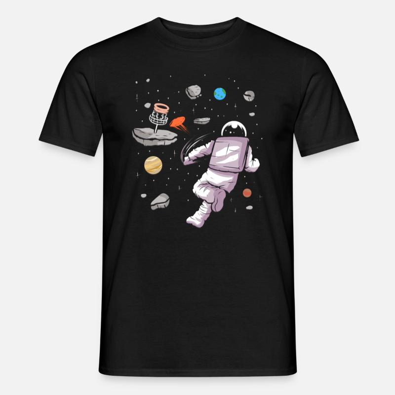 Disc Golf Astronaut im Weltall Disk Golfer Design - Männer T-Shirt - Schwarz