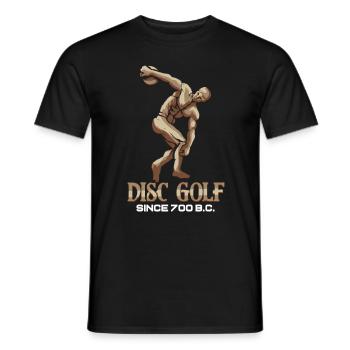 Disc Golf Since 700 BC - Old Statue Gift - Men's T-Shirt - black - Front - AI Model Male 178 light (178cm)