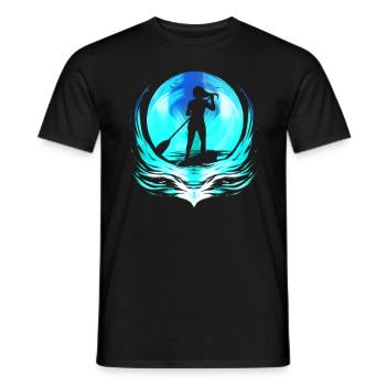 Illustration rétro de stand up paddle - conception de SUP - T-shirt homme - noir - Devant - AI Model Male 178 light (178cm)