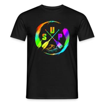 SUP - Stand Up Paddle Design aquatique coloré - T-shirt homme - noir - Devant - AI Model Male 178 light (178cm)