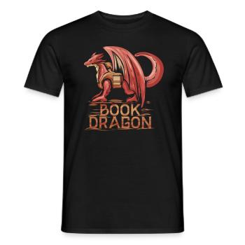 Book Dragon not a Worm - Books Drache Adventure - Men's T-Shirt - black - Front - AI Model Male 178 light (178cm)