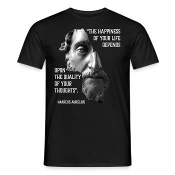 Stoic quote Marcus Aurelius Happiness Of Your Life - Men's T-Shirt - black - Front - AI Model Male 178 light (178cm)