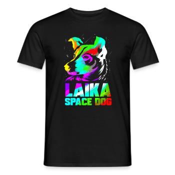 Laika Space Dog Soviet Union Russia Space Travel - Men's T-Shirt - black - Front - AI Model Male 178 light (178cm)
