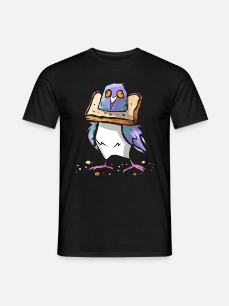 Lustige Taube mit Brot - Tauben Flüsterer Vogel - Männer T-Shirt - Schwarz