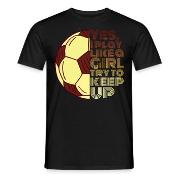 Oui, je joue comme un cadeau de football pour fille - T-shirt homme - noir - Devant - AI Model Male 178 light (178cm)