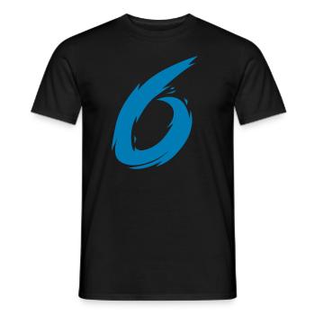 Number 6 - Men's T-Shirt - black - Front - AI Model Male 178 light (178cm)