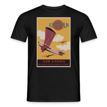 Vintage Airlines Poster Illustration, Aeroplane fa - Men's T-Shirt - black - Front - AI Model Male 178 light (178cm)