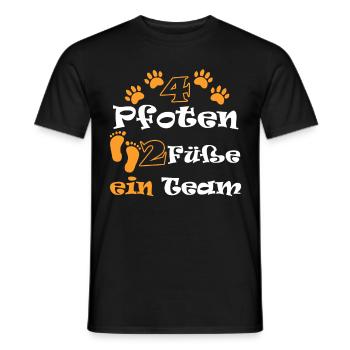 4 Pfoten 2 Füße Ein Team Hundeliebhaber Hundehalt - Männer T-Shirt - Schwarz - Vorne - AI Model Male 178 light (178cm)