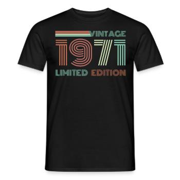 1971 Geburtsjahr Geburtstag Geburt geboren - Männer T-Shirt - Schwarz - Vorne - AI Model Male 178 light (178cm)