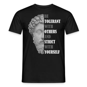 Be Tolerant T-Shirt, Marus Aurelius Gift, Stoicism - Men's T-Shirt - black - Front - AI Model Male 178 light (178cm)