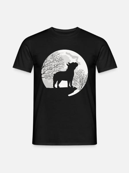 French Bulldog Motif with Moon - Men's T-Shirt - black