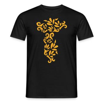 Abstract Rose Yellow - Men's T-Shirt - black - Front - AI Model Male 178 light (178cm)