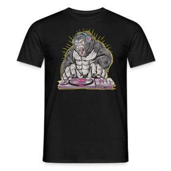 Gorilla DJ, Sommer Party Musik Club Kopfhörer FUN - Männer T-Shirt - Schwarz - Vorne - AI Model Male 178 light (178cm)