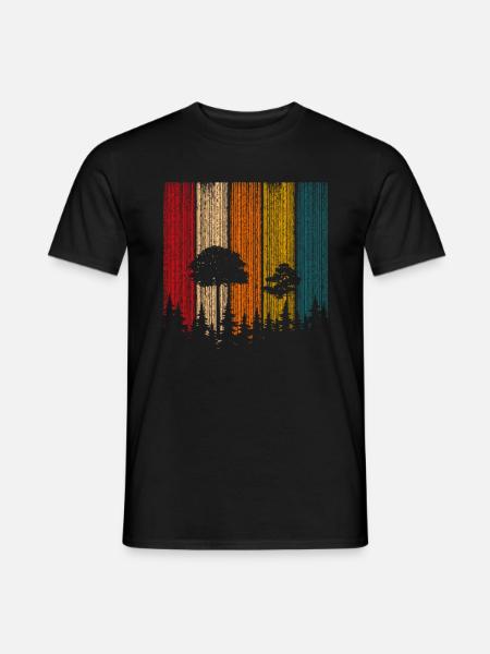 Barcode Bäume Wald - Tolles Motiv für Wanderer - Männer T-Shirt - Schwarz