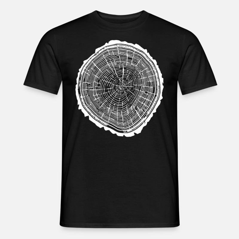 Holzscheibe mit Rinde - Männer T-Shirt - Schwarz