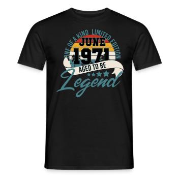 Juin 1971 Anniversaire Vintage 50 ans - T-shirt homme - noir - Devant - AI Model Male 178 light (178cm)