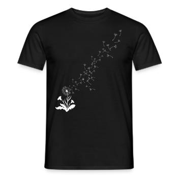 Pusteblume, Dandelion, Wind - Men's T-Shirt - black - Front - AI Model Male 178 light (178cm)