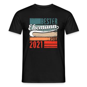 Bester Ehemann seit 2021 1. Hochzeitstag - Männer T-Shirt - Schwarz - Vorne - AI Model Male 178 light (178cm)