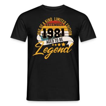 40th birthday December 1981 Vintage - Men's T-Shirt - black - Front - AI Model Male 178 light (178cm)