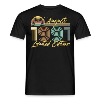 Août 1991 - T-shirt homme - noir - Devant - AI Model Male 178 light (178cm)