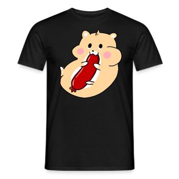 Hamster au salami - T-shirt homme - noir - Devant - AI Model Male 178 light (178cm)