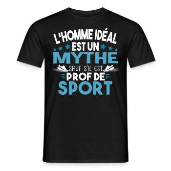Prof de sport professeur métier cadeau humour - T-shirt homme - noir - Devant - AI Model Male 178 light (178cm)