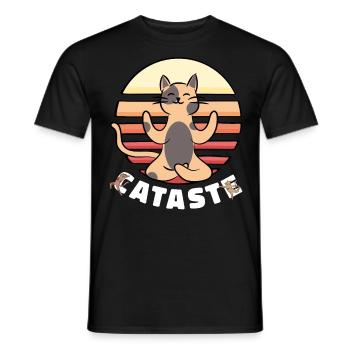Namaste Funny Cats - Men's T-Shirt - black - Front - AI Model Male 178 light (178cm)
