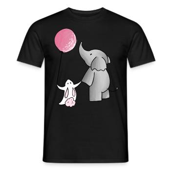 Elefant mit Hase - Männer T-Shirt - Schwarz - Vorne - AI Model Male 178 light (178cm)